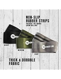 The Fitness LAB - Juego de 3 bandas de resistencia para ejercicio de piernas y botones (tela, antideslizante, no enrollable, pesado)