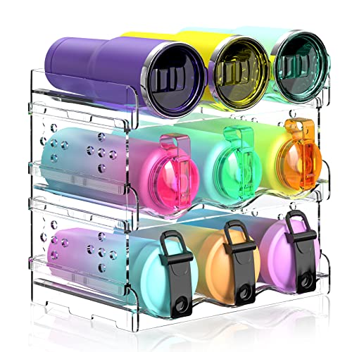 Areforic Water Bottle Organizer 3 Pack Stackable Cup Organizer for