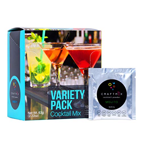 Low Calorie, Low Carb, Low Sugar Cocktail Mix | All Natural, Organic Gluten Free, Vegan Drink Mixers for Liquor or Non-Alcoholic Beverages | 10 Single-Serving Packets by Craftmix (Variety)