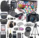 Canon EOS Rebel T7i DSLR Camera Deluxe Video Creator Kit with Canon EF-S 18-55mm f/3.5-5.6 is STM Lens + Wide Angle Lens + 2X Telephoto Lens + Flash + SanDisk 32GB SD Memory Card + Accessory Bundle