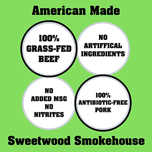 Sweetwood Smokehouse Fatty Meat Stick | Teriyaki Flavor | 5 Pack | 2 oz Sticks | USA Grass Fed Beef, Antibiotic Free Pork | Paleo, Gluten Free, Slow Smoked Meat Snack | No Nitrites or Added MSG