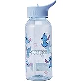 MINISO Disney Lilo & Stitch Plastic Water Bottle 34 OZ for School or Travel, BPA-Free Plastic Bottle With Screw Top And Flip-Up Straw Lid, Sports Hydration(Stitch) for kid