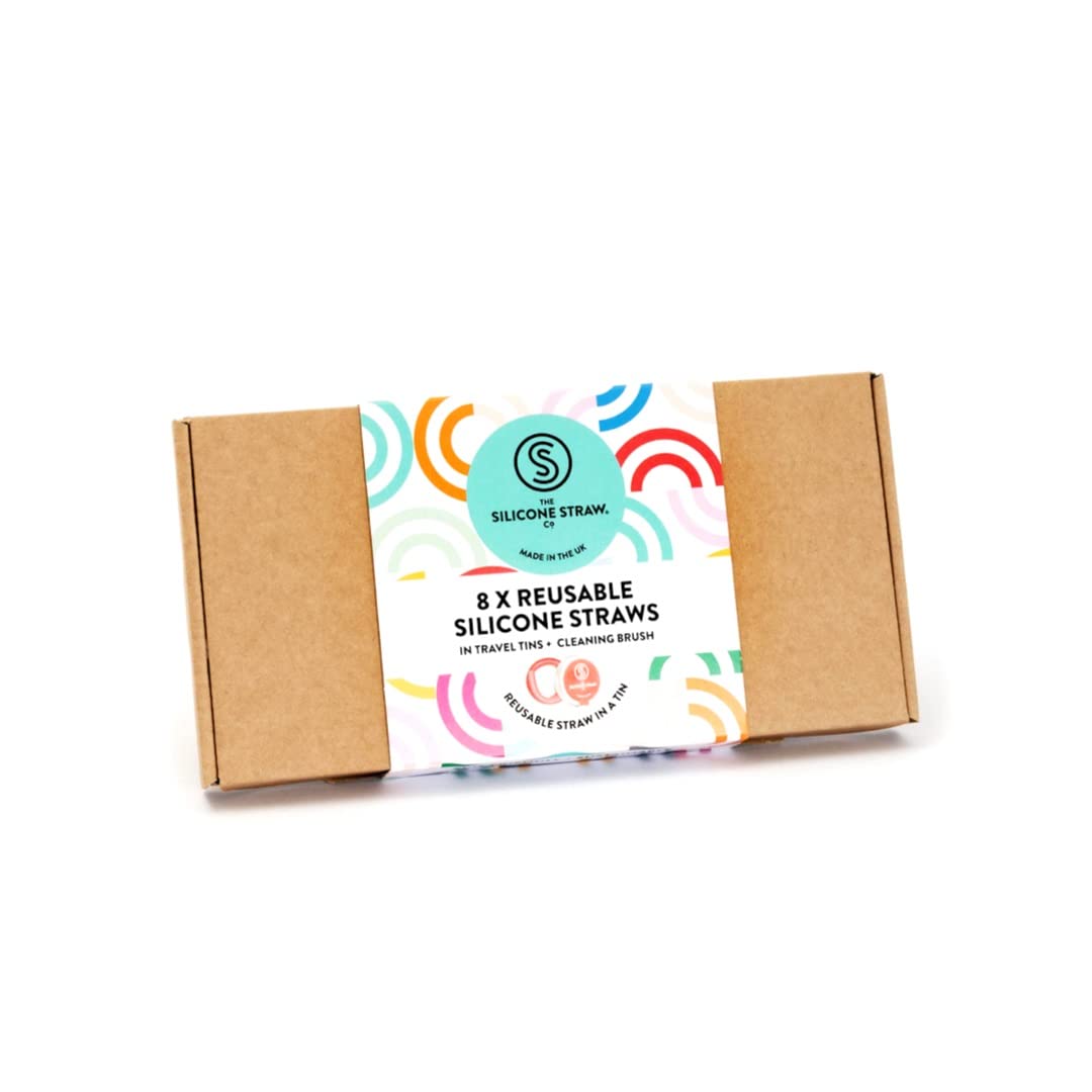 Gift Set 8 Reusable Silicone Straws in Travel Tins