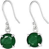 Sivalya Raw Emerald Earrings Sterling Silver – Natural Raw Emerald - Drop Dangle 925 Silver Earrings for Women – Birthstone Venus Earrings - Gift Box Packaging Included