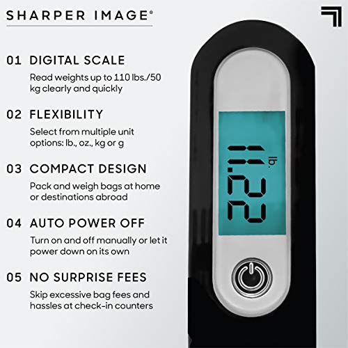 SHARPER IMAGE Digital Hanging Luggage Scale, Best Portable Compact Hand
