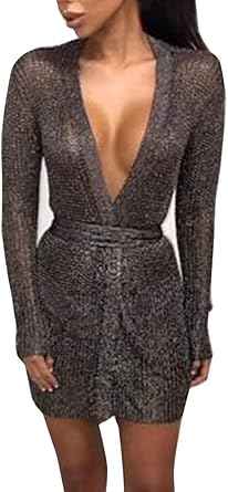 metallic cardigan dress