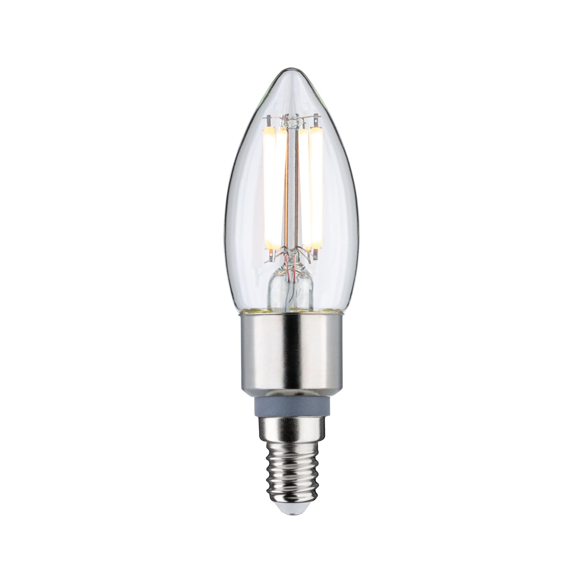 Paulmann 28777 LED Filament Candle lamp dim-to-Warm 5 watts dimmable lamp Clear efficient Licht Gold Light to Warm White 1800-3000K E14