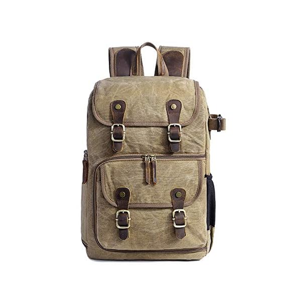 Yingm Kamerarucksack SLR Digital Rucksack Wasserdicht große Kapazitäts-Wax Dye Canvas Rucksack Outdoor Camera Bag…