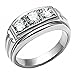 Navarro: Mens 1.0ct Ice on Fire CZ 3 Stone Journey Wedding Band Ring 316 Steel, 3048