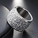 INRENG Women's Stainless Steel Ring Shiny Sequins Pave Sandblast Wide Wedding Band Silver Size 7