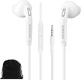 SAMSUNG Samung Wired Earbuds Original 3.5mm in-Ear Headphones Galaxy S10, S10 Plus, S10e Plus, Note 10, A71, A31 - Microphone &amp; Volume Remote - Includes Black Velvet Carrying Pouch - White