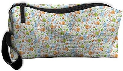 Cute Snails Pattern Cosmetic Bags Brush Pouch Makeup Bag Zipper Wallet Hangbag Pen Organizer Carry Case Wristlet Holder