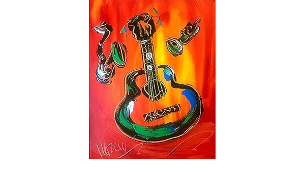 Amazon Com Mark Kazav Original Paintings Guitar Music Art Canvas Impasto Impressionist Handmade