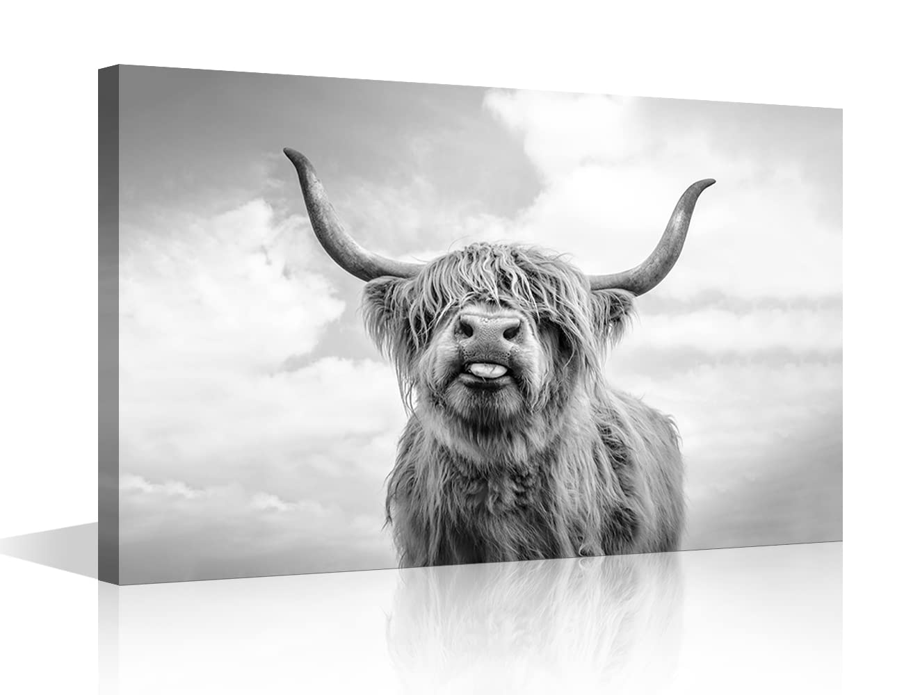 Country Farmhouse Cute Cow Decor Canvas Print Picture Wall Art Retro Style Present for Home Bedroom Office Study Fireplace Kitchen Bedroom Dining Room 12x18inch (30x45cm) — image 1