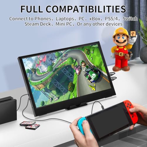 Magedok 11.6 Inch Portable Monitor, 1366x768 HD IPS Small HDMI Display, Dual USB-C, Low Power External Screen For Laptop PC Mac Switch Rasp Pi Xbox, Lightweight Second Monitor With Stand