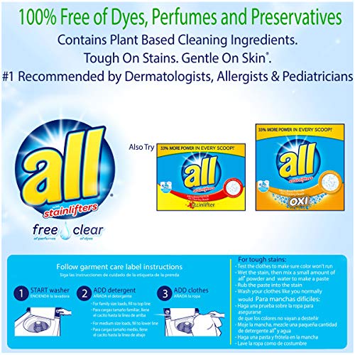 All Powder Laundry Detergent, Free Clear for Sensitive Skin, 52 Ounces, 40 Loads - Image 4