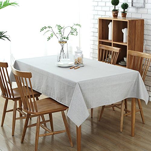 Table Cloth-Cotton Linen SpillProof Dustproof Antistatic Fitted Rectangle Tablecloth Cover for Dinner Kitchen,Christmas Dinner, Wedding, Parties (Square 50"x70"inch) (55120inch)