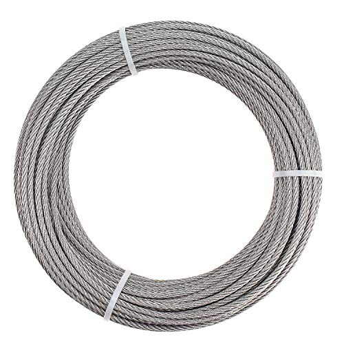 Favordrory 1/8 Inch T316 Marin Grade Stainless Steel Aircraft Wire Rope Cable for Railing, Decking, DIY Balustrade, 7x7 Construction, 100 Feet - Thumbnail 6