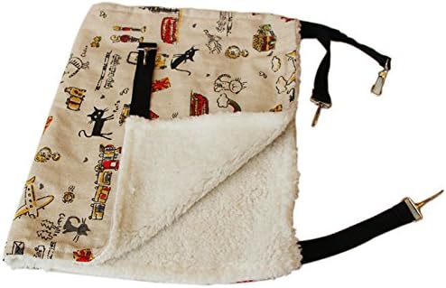 Meidus Petsupplies Cartoon Print Cat Hammock Faux Fur Bed Animal Hanging Cage Comforter Ferret
