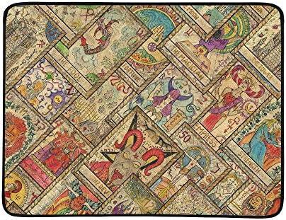 EIJODNL Hand Drawn Tarot Cards Portable And Foldable Blanket Mat 60x78 Inch Handy Mat For Camping Picnic Beach Indoor Outdoor Travel