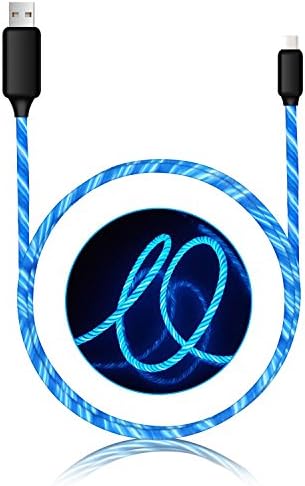 Type C Cable , charger cable light up Visible Flowing EL Light LED Lightning USB C to USB 2.0 cable (3ft), Durable Charging Cable for Samsung Galaxy S8+,LG,Google Pixel, Nexus 6P and More（blue）