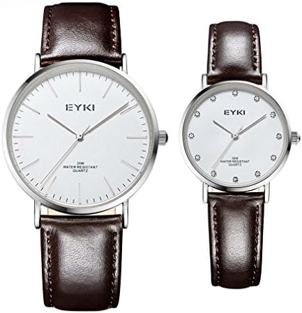 EYKI Couple Watch Quartz Watches Leather Strap Watch Casual Retro Watch Color:White