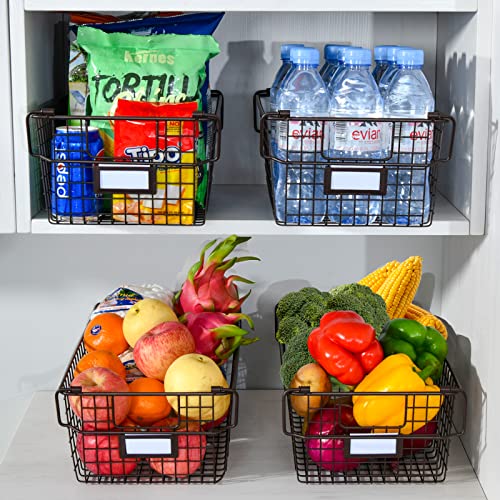4 Pack XXL Stackable Wire Baskets For Pantry Storage and Organization