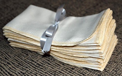 Paperless Towels, 1-Ply, Made from Organic Cotton Birdseye Fabric -14x14 inchs. Set of 10 in Natural