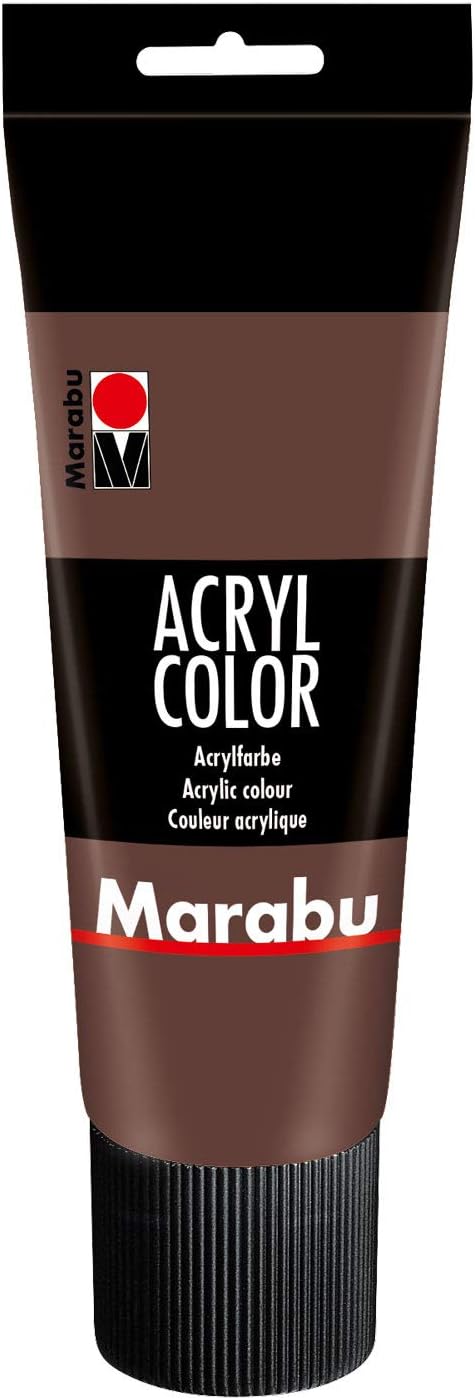 Marabu 12010025040 Acrylic Colour Medium Brown 225 ml Creamy Acrylic Paint Water-based Quick Drying Lightfast Waterproof for Application with Brush and Sponge on Canvas