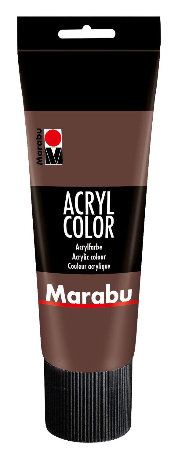 Marabu 12010025040 Acrylic Colour Medium Brown 225 ml Creamy Acrylic Paint Water-based Quick Drying Lightfast Waterproof for Application with Brush and Sponge on Canvas, Paper and Wood