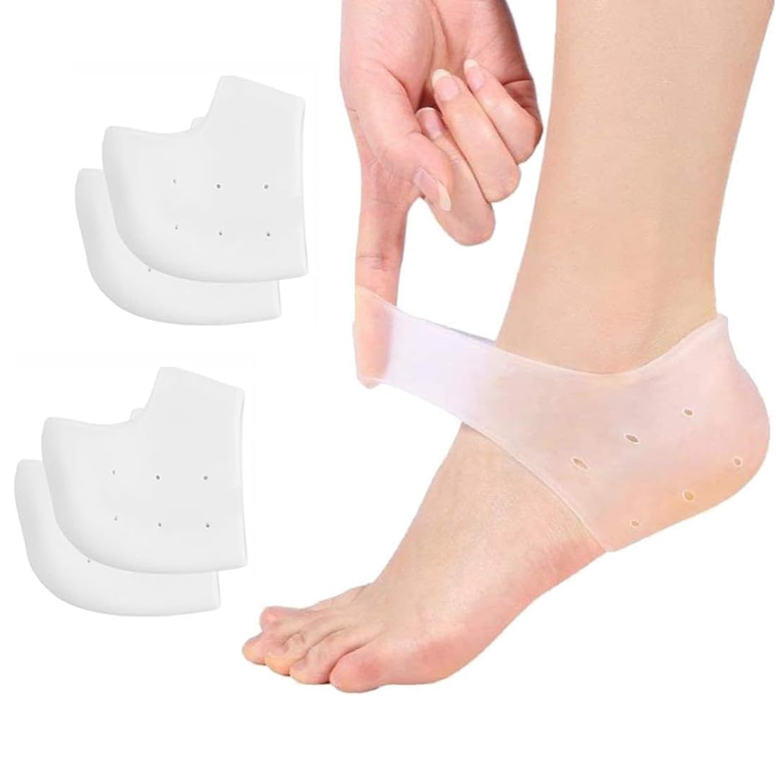 ZKSXOA 2 Pairs Gel Heel Protectors, Blister Prevention, Silicone Heel Protectors,Ankle Protectors for Plantar Fasciitis Relief, Comfortable & Durable Shoe Heel Socks for Men and Women