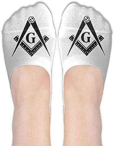 Women's No-Show Liner Socks Print Non Slip Flat Boat Line Women Sokcs - Freemason Logo Square And Compass