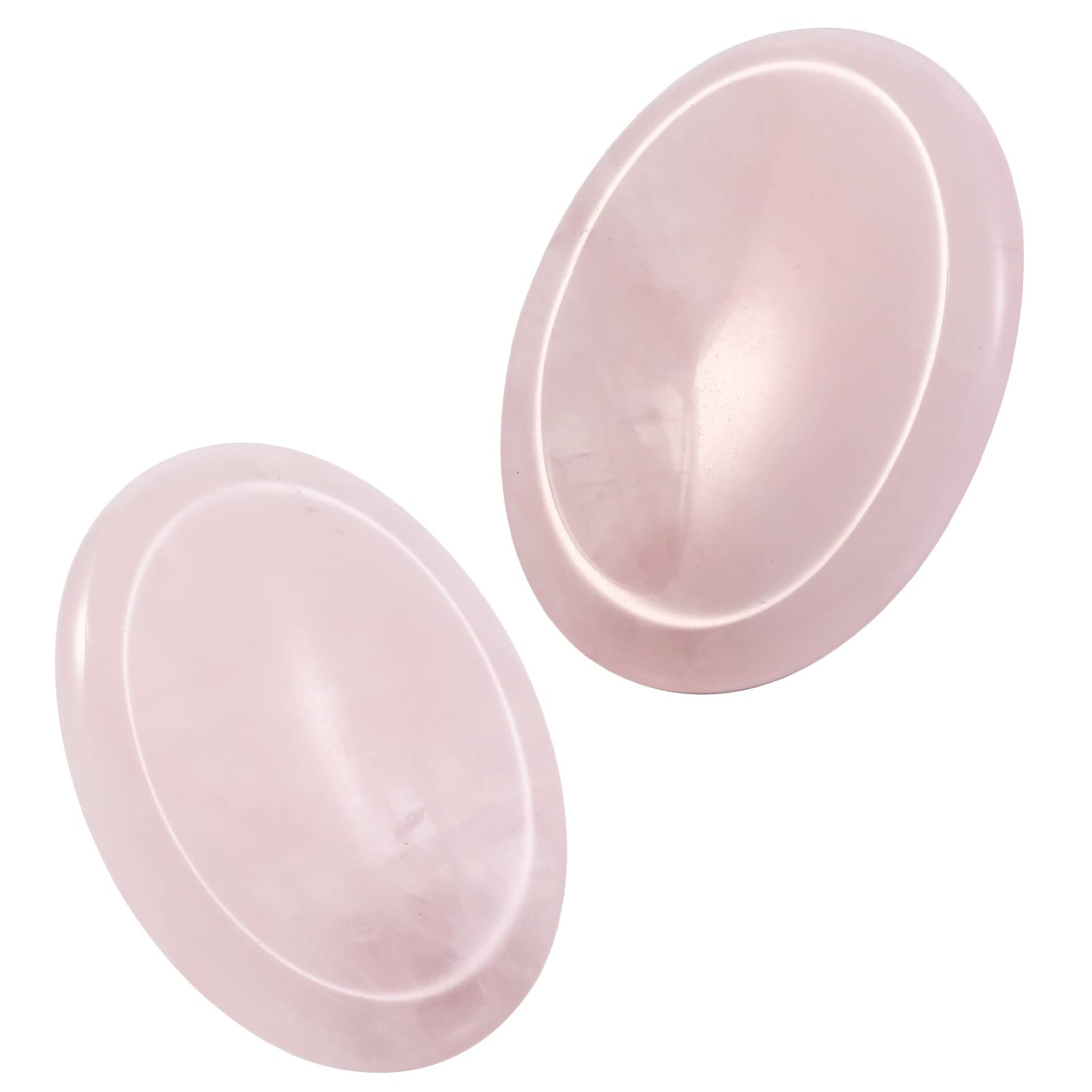 Nupuyai 2pcs Rose Quartz Oval Thumb Worry Stone Set, Energy Crystal Pocket Palm Stone for Healing Anxiety Stress Relief Reiki Therapy, 45x35mm