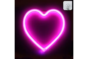 XIYUNTE Heart Neon Sign, USB Powered or Battery Operated Neon Heart Light, Pink Heart Led Signs for Bedroom Wall, Girls Room, Dorm, Wedding, Party, Valentines Day Decoration, Birthday Gifts