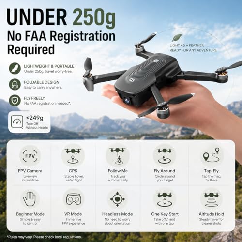 Holy Stone GPS Drones for Adults with Camera 4K - HS175D RC Quadcopter Lightweight FAA-Exempt Design with Auto Return, Follow Me, Waypoint Fly, Altitude Hold, 46 Mins Long Flight