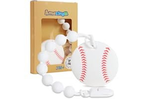 Baby Food Grade Silicone Sport Ball Teether Toy with One Piece Design Pacifier Clip Holder,Teething Pain Relief Toys Gift Set