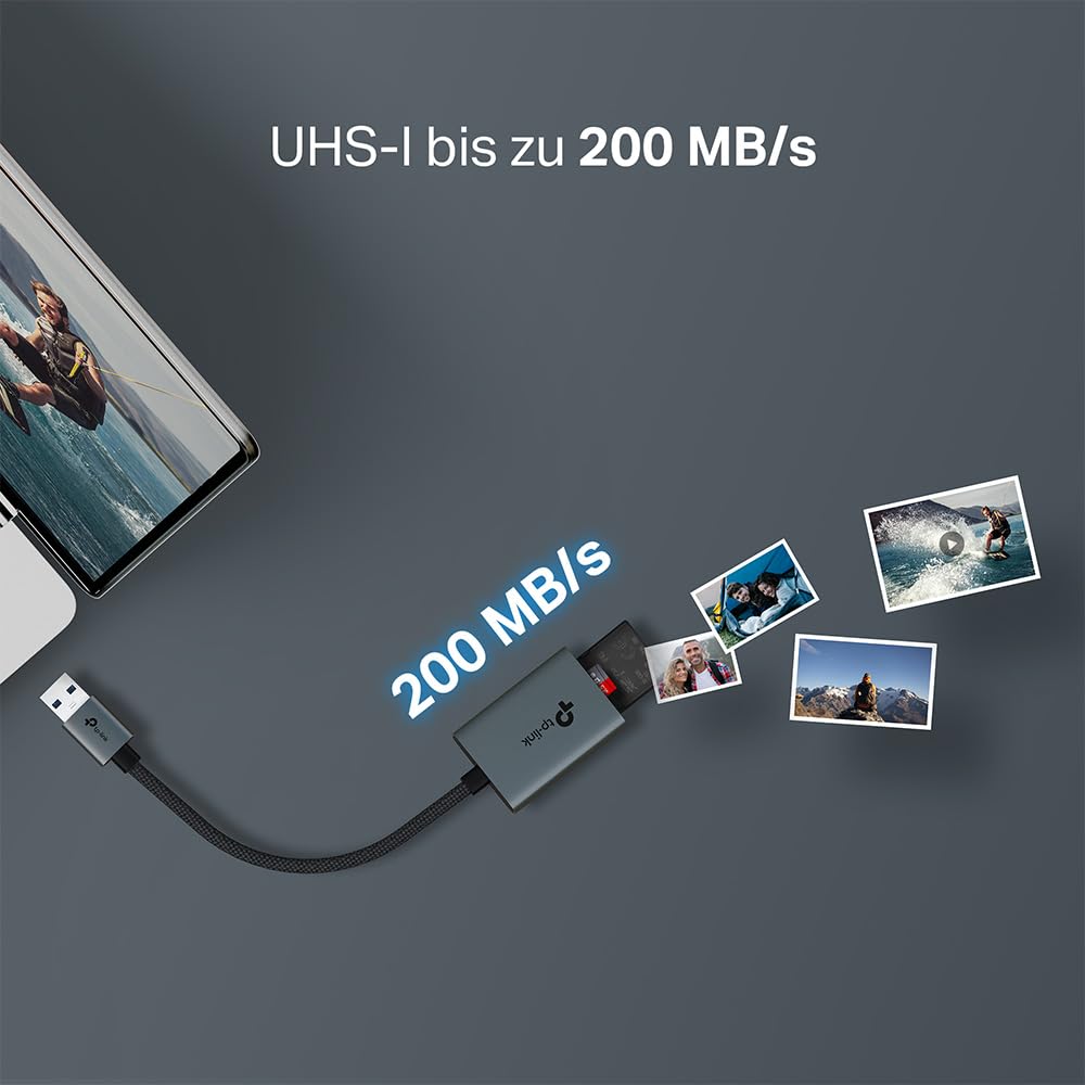 TP-Link UA430C SD Kartenleser USB C, kartenlesegerät auf SD und microSD bis zu 2 TB, USB 3.0, Gleichzeitiges Lesen und Schreiben von Zwei Karten, mit Mac, Windows, iPadOS, iOS, Android 5