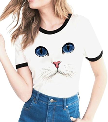 Yuanu Women Comfortable Breathable Short Sleeve Round Neck Slim Tops Couple Large Size Casual T-Shirt with Printing About Stranger Things