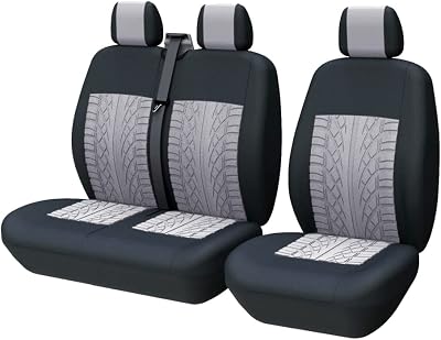 TOYOUN Universal Van Seat Covers Front Driver & Double Passenger Gray