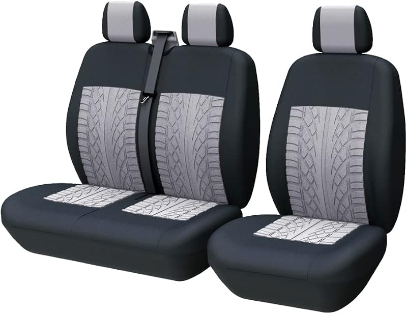 TOYOUN Universal Van Seat Covers Front Driver & Double Passenger Gray