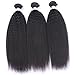 IMAYLI 8A Brazilian Kinky Straight Human Hair 3 Bundles(16 18 20 Total 300g) Yaki Human Hair Bundles 100% Unprocessed Brazilian Virgin Remy Human Hair Weave Extensions Natural Black