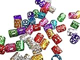Dreadlock Beads for Hair, Braids, and Locs, 50 pieces, by Lock Love in Gold Metal Filigree Cuff for Men or Women (Rainbow)