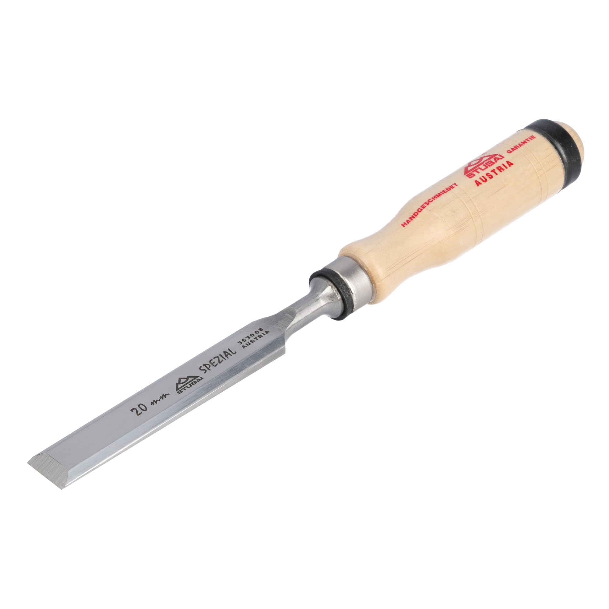 Stubai 353008 "Swedish Type" Special Wood Chisel with Wooden Handle, Beige/Silver, 20 mm