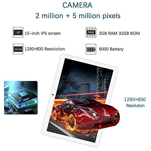 Tablet 10 Inch Android 9 with Silicone Case 3G Phone Tablets with 32GB Storage Dual Sim Card 5MP Camera, WiFi, Bluetooth, GPS, Quad Core, HD Touchscreen, Support 3G Phone Call