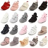 Baby Fleece Booties With Non-Slip Bottom - Warm Infant Slippers For Newborn To 18 Months