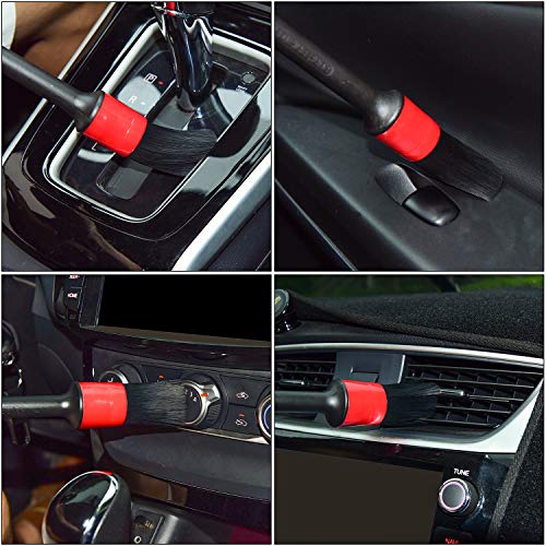 Fitosy Car Wheel Brush Set, Soft Bristle Long Wheel Rim Brush and 5 Different Sizes Detailing Brush Set Easy Reach Rim Tire Auto Detail Brush Car Washing Brush for Wheels Rims, Air Vents, Interior - Thumbnail 6
