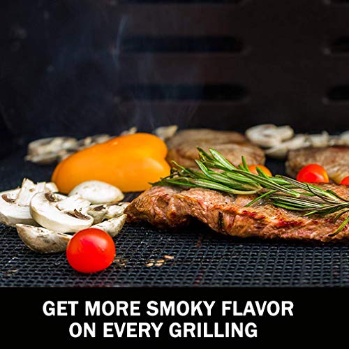 Sunrich BBQ Grill Mesh Mat Barbecue Cooking Mat Non-Stick Set(2) for Outdoor Grilling Teflon Grill Mesh Sheet Liner Heavy Duty Easy to Clean for Smoker,Gas,Charcoal,Electric Grill,Oven