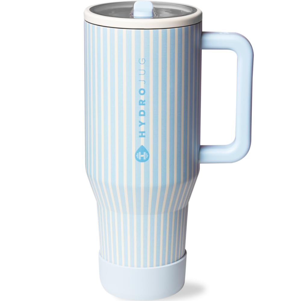 Photo 1 of ***DAMAGED - SEE NOTES/PICTURES*** HydroJug Traveler - 40 oz Water Bottle with Handle & Flip Straw - Fits in Cup Holder, Leak Resistant Tumbler-Reusable Insulated Stainless Steel & Rubber Base - Gifts for Women & Men, Cape Cod