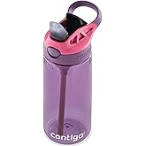 Contigo Aubrey Kids Water Bottle, 20oz, Eggplant, Spill-Proof Lid, Dishwasher Safe, Easy Clean, Purple and Pink