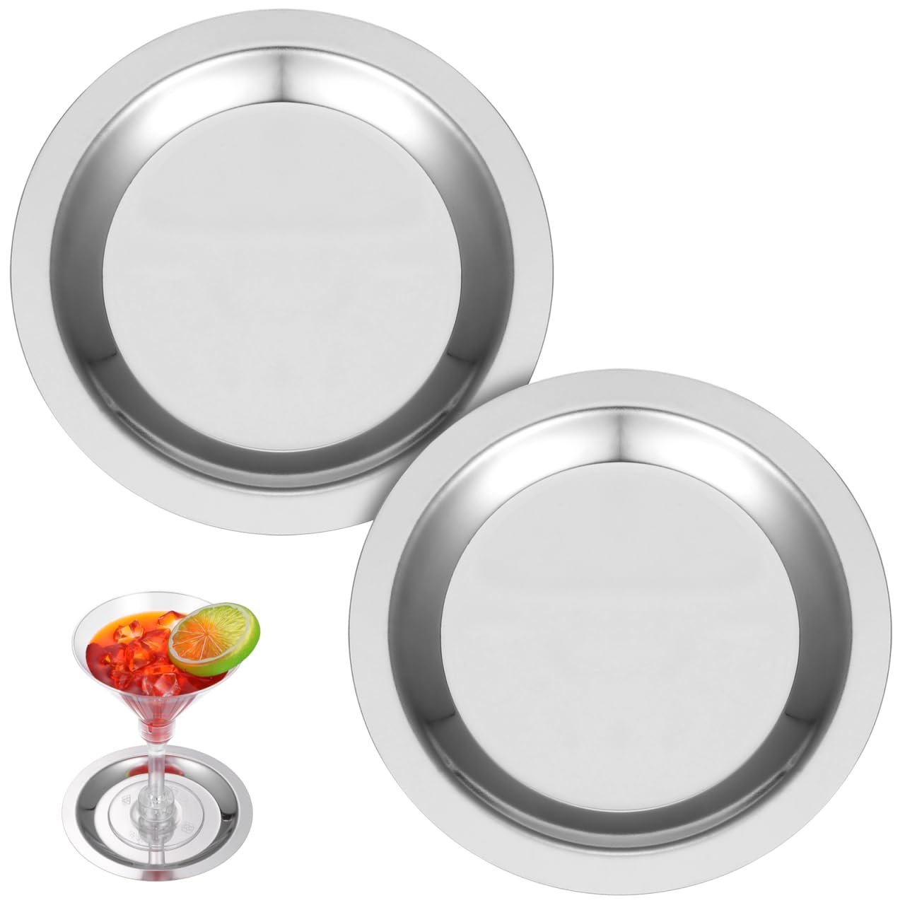 AUTSUPPL 2Pcs Stainless Steel Round Wine Coasters - Elegant Heat Insulation Cushions with Non-Slip Base for Home Hotel and Restaurant Use